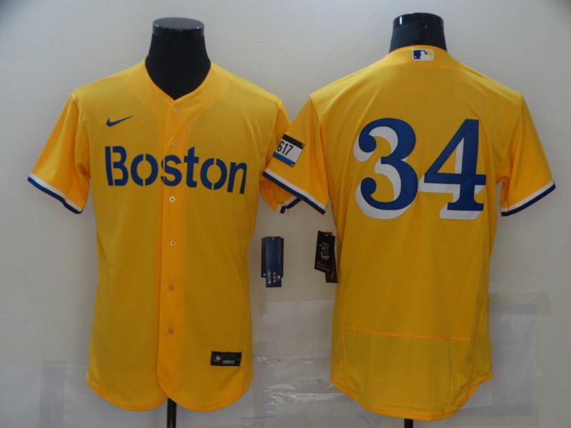 Men Boston Red Sox #34 No name Yellow Elite 2021 Nike MLB Jerseys